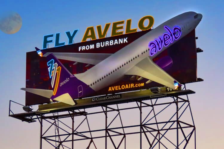 Clear Channel Outdoor Fly Avelo billboard
