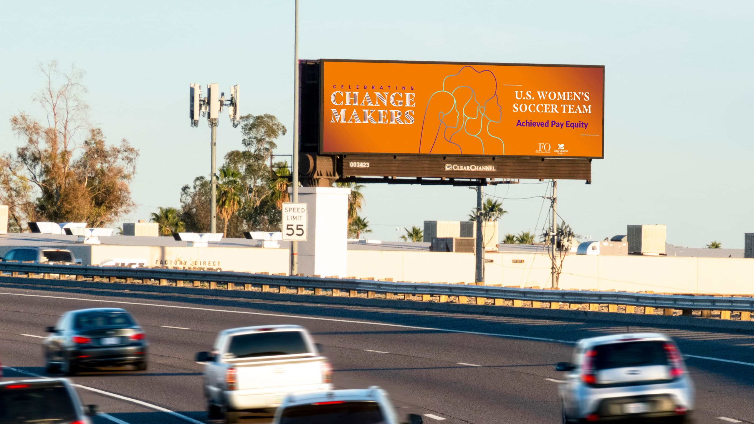 US Women's Soccer team acknowledgement billboard