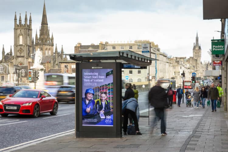 Clear Channel Outdoor content alignment for Bank of Scotland, bus shelter