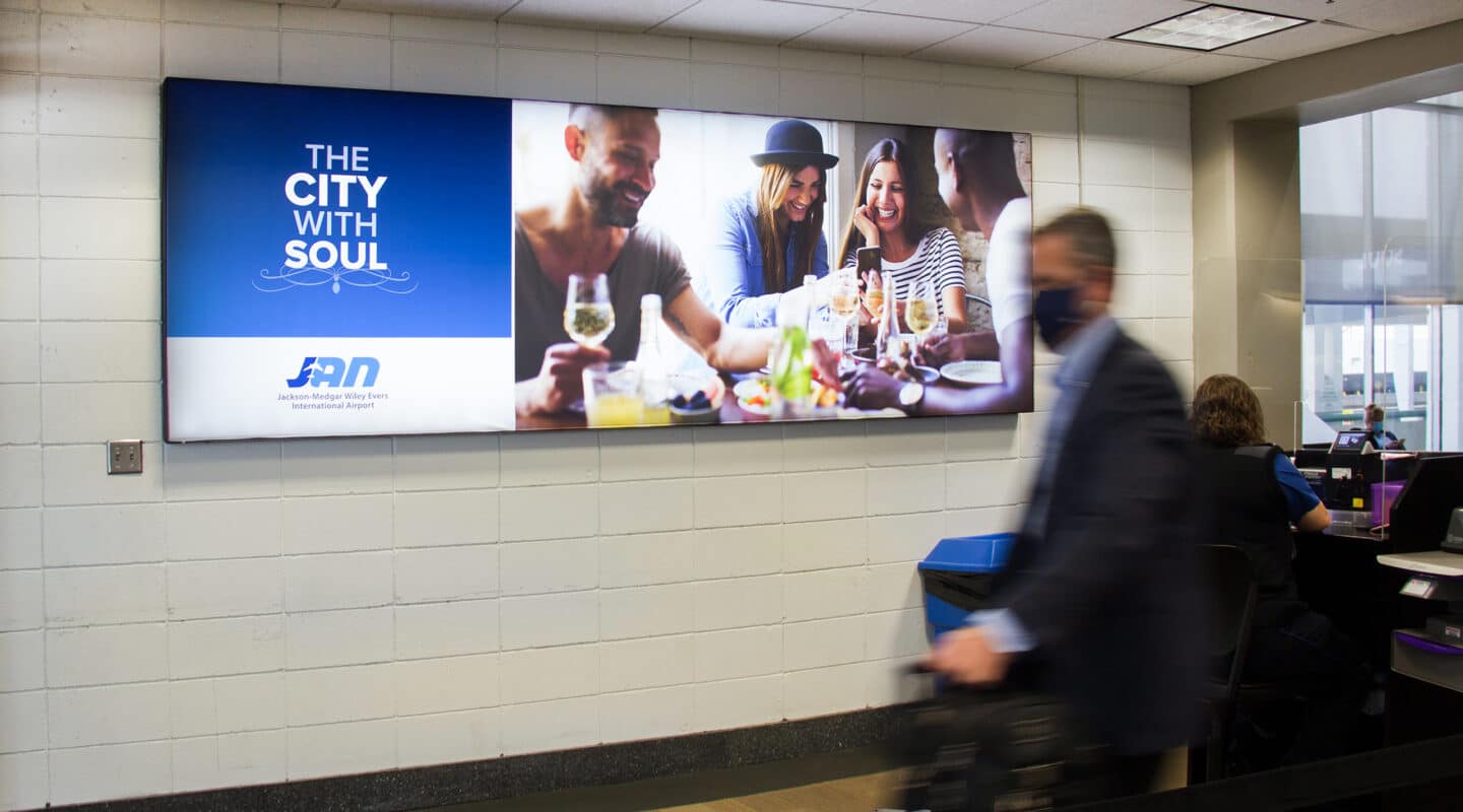 Clear Channel Outdoor lit tension fabric display