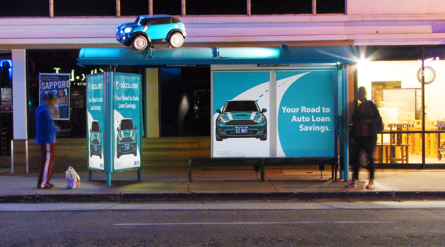 Clear Channel Outdoor printed billboards showcase shelter