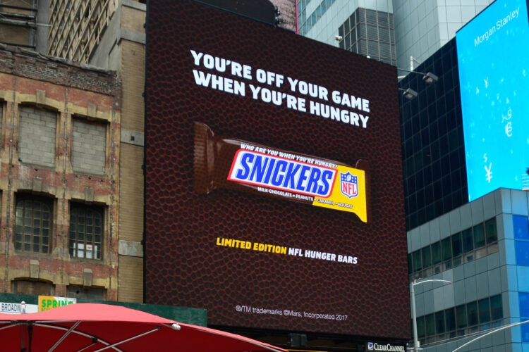 NFL Advertising with snickers