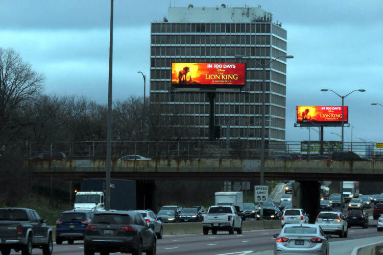 Lion King advertising on Digital Roadblock Clear Channel Outdoor