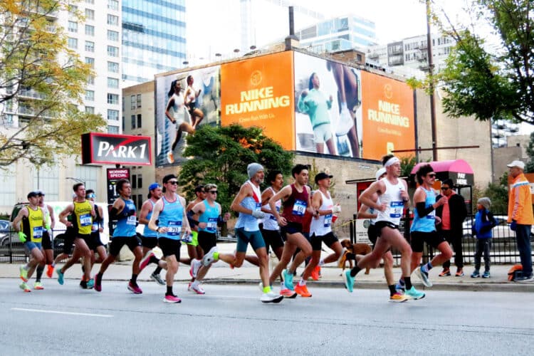 Nike Billboard in Chicago with runners on the street
