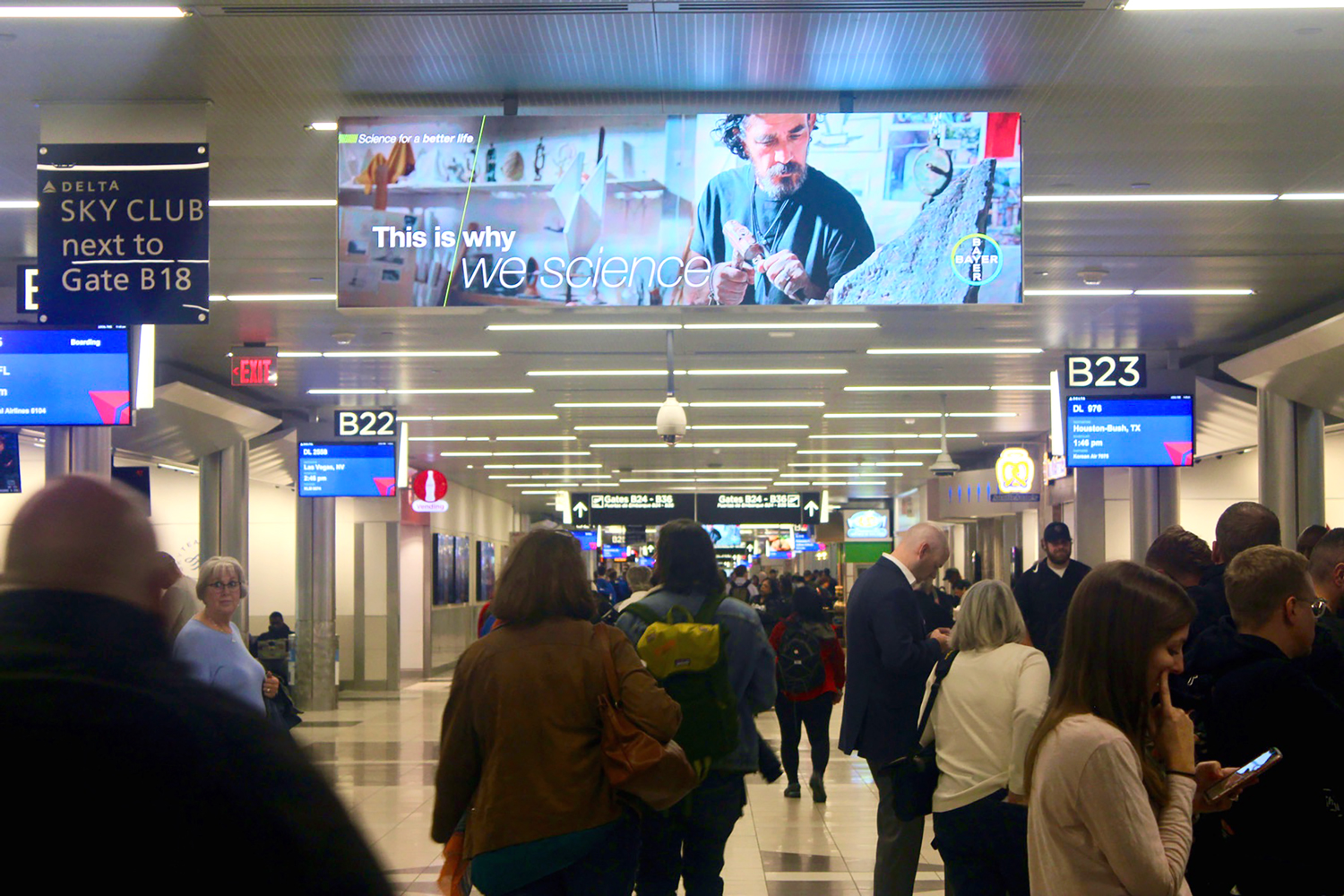 walking the concourse in Atlanta airport CVW Bayer