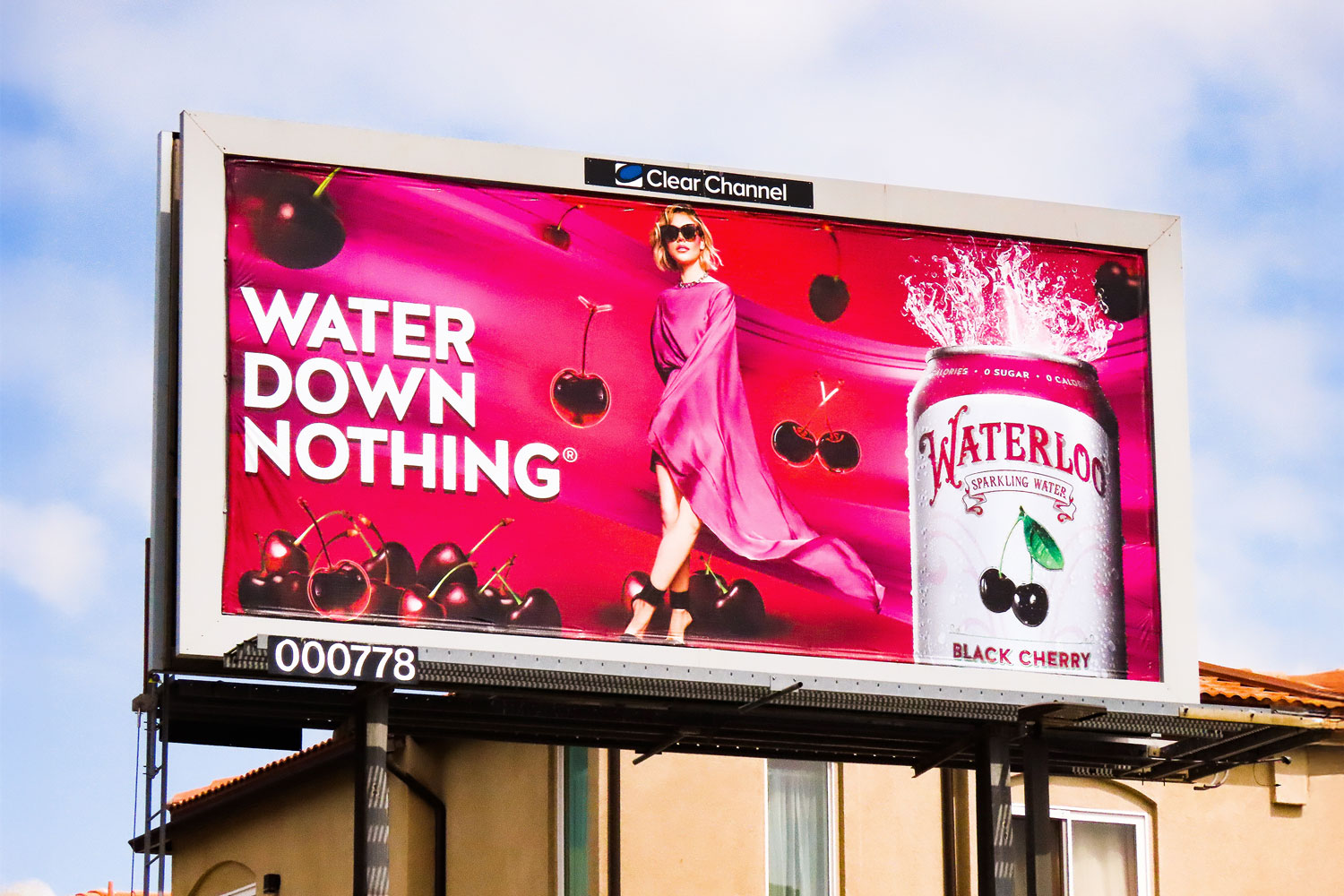 Waterloo Sparkling Water promo billboard LAX