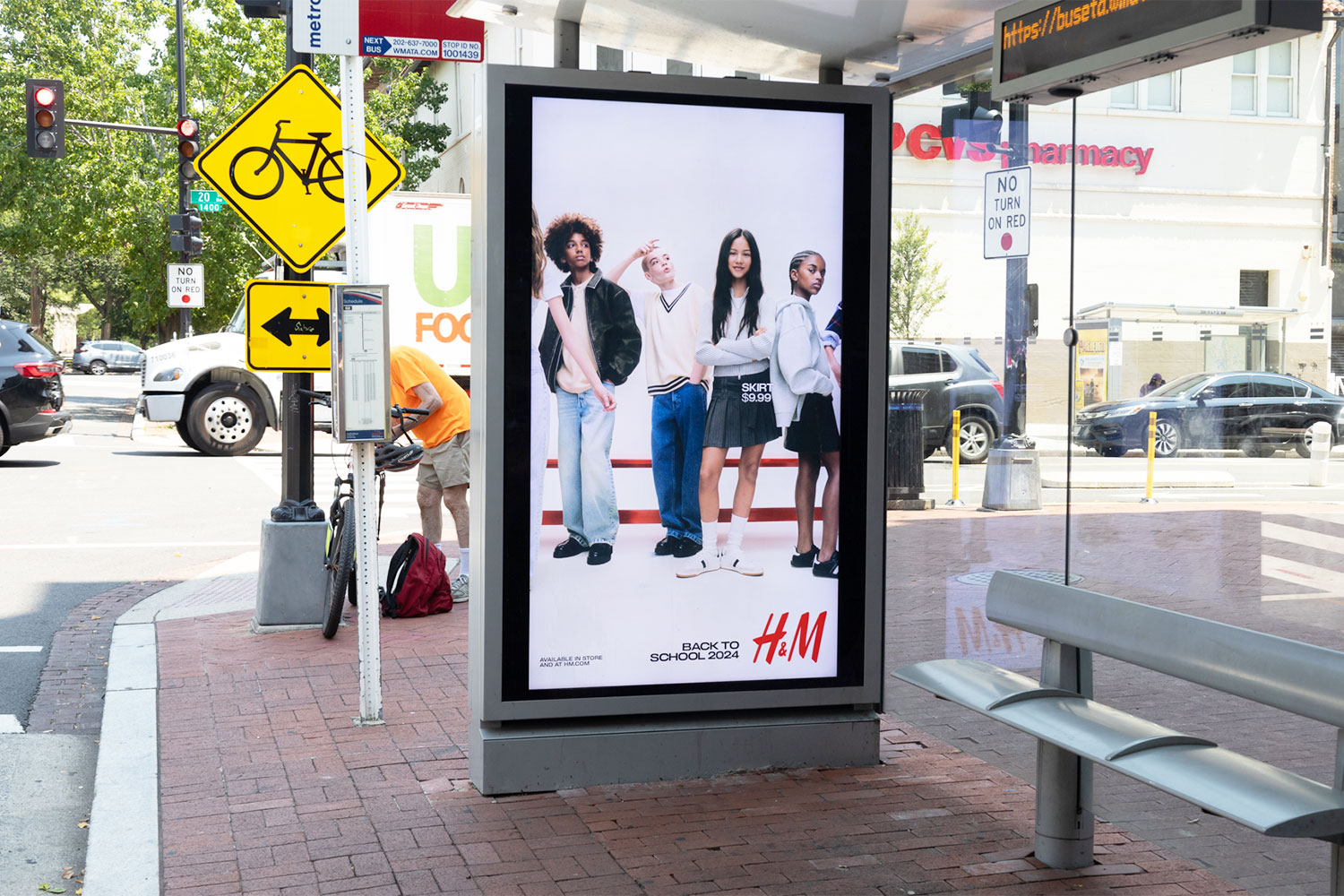 Bus Stop banner with H&M