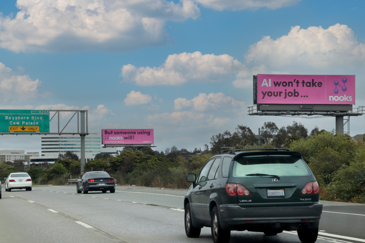 California area billboard campaign Nooksai, AI won't take your job