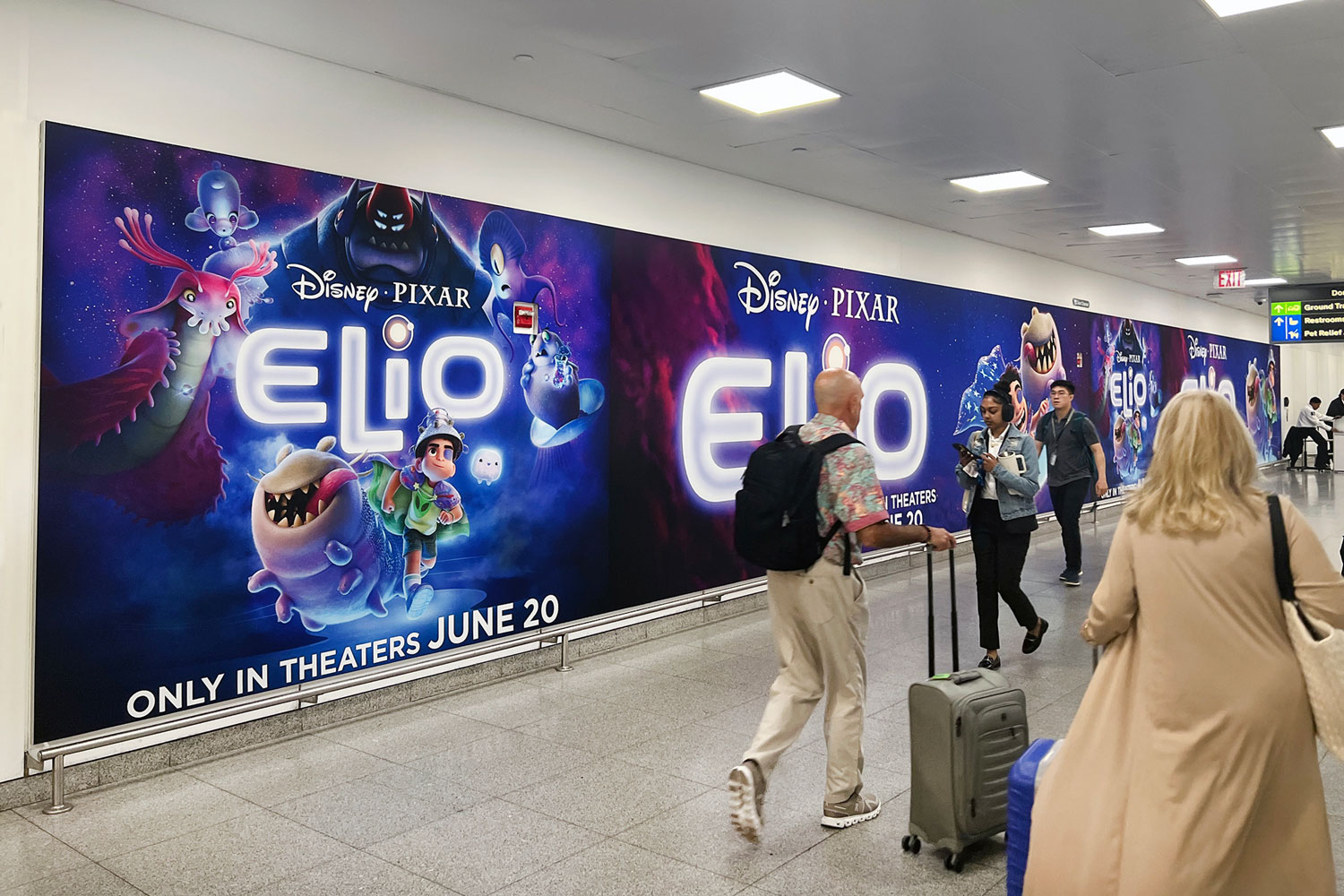 concourse JFK airport tension fabric display for Disney Elio