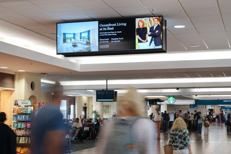 Overhead Airport Advertisement in Palm Beach Airport